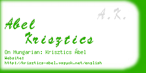 abel krisztics business card