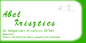 abel krisztics business card